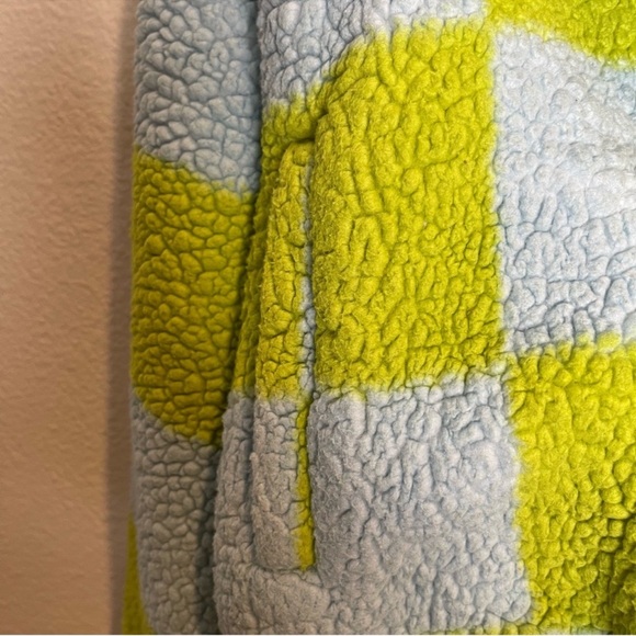 Urban Outfitters Checkered Jacket Size Small Turquoise and Green Colorful Funky - Picture 12 of 14